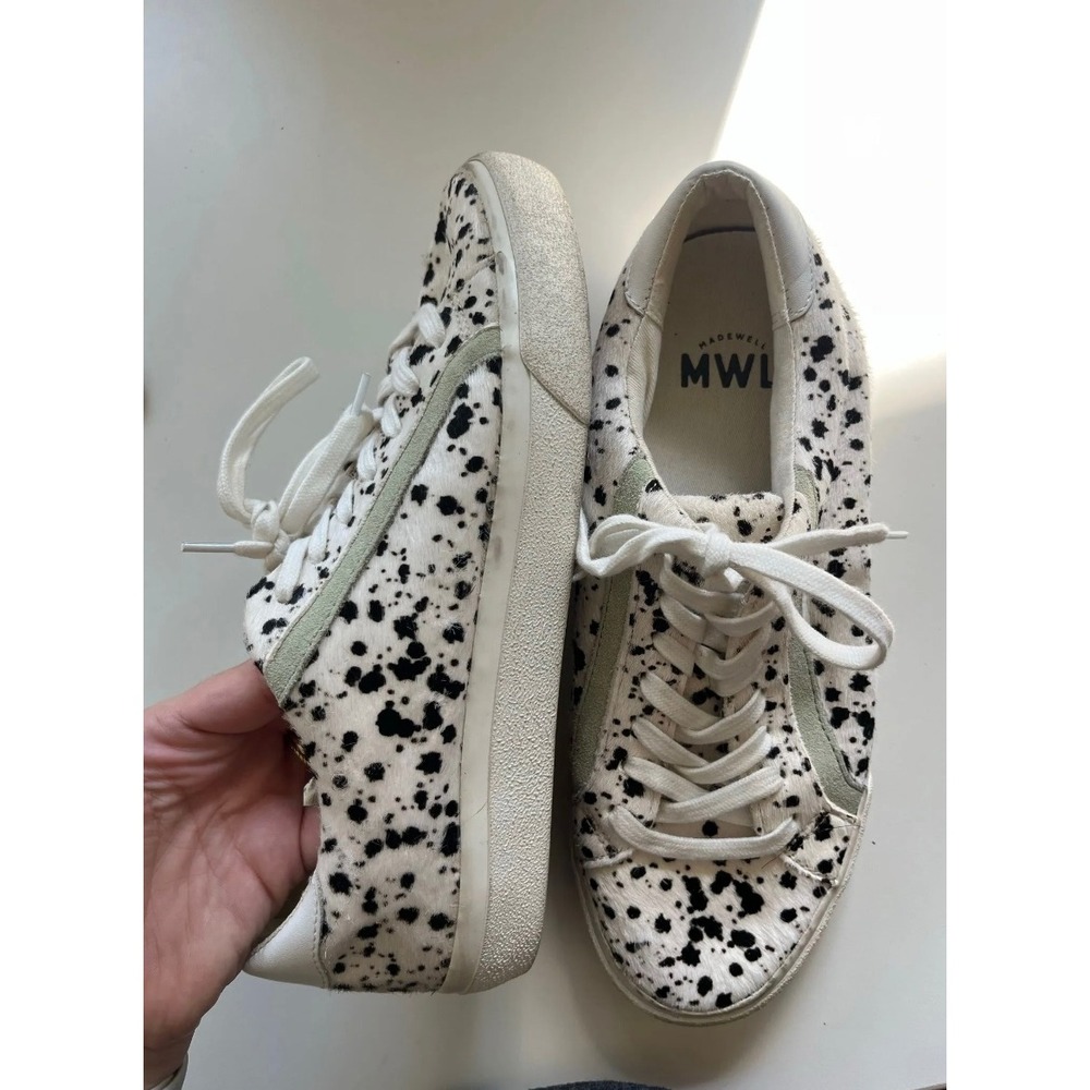 Madewell MWL Faux Fur Leather Low Top Sneakers Women's Size 9